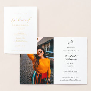 Photo & Gold Silver Foil Graduation & Invitation d