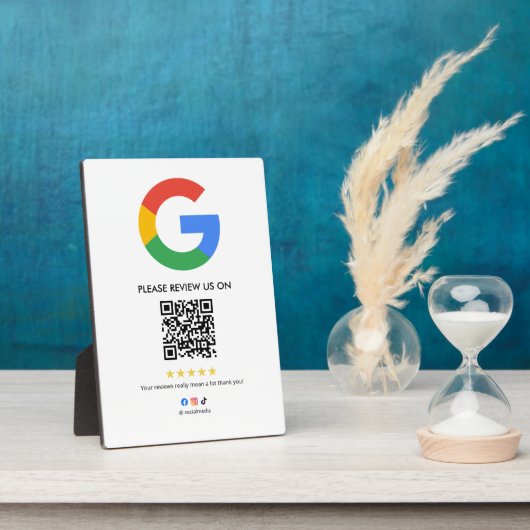 Photo Google Reviews Easel Sign | QR Code Display Plaque (Côté)