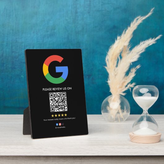 Photo Google Reviews Easel Sign | QR Code Display Plaque (Côté)