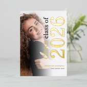 Photo Grad 2025 Gold Real Foil Faire-part (Debout devant)