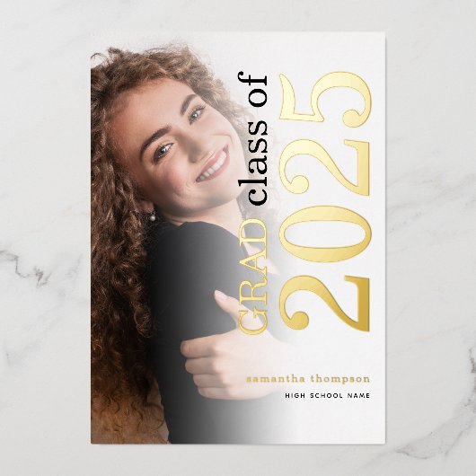 Photo Grad 2025 Gold Real Foil Faire-part (Recto)