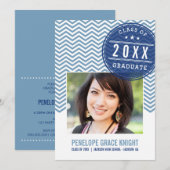 PHOTO GRAD INVITATION audacieux chevron ardoise bl (Devant / Derrière)
