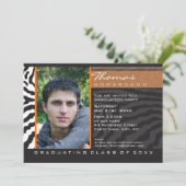 PHOTO GRAD INVITATION zebra strié orange (Debout devant)