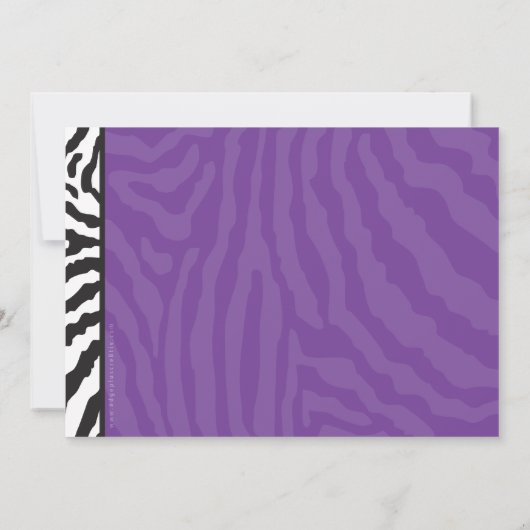 PHOTO GRAD INVITATION zebra stripe violet (Dos)
