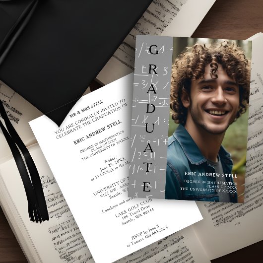 Photo Graduate Degree in Maths Invitation Kaart