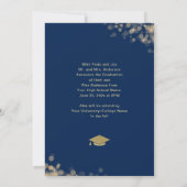 Photo Graduate Elegant Navy Bleu Faire-part (Dos)