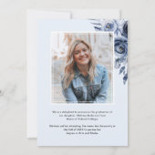 Photo Graduate Marine Blue Flowers Faire-part (Dos)