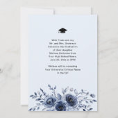 Photo Graduate Marine Blue Flowers Faire-part (Dos)