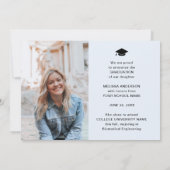 Photo Graduate Marine Blue Flowers Faire-part (Dos)