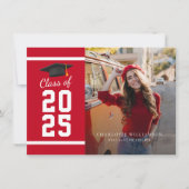 Photo Graduation 2025 Red White Grad Faire-part (Devant)