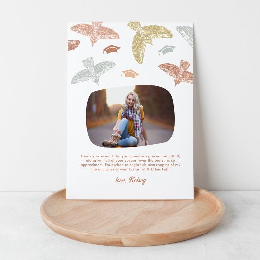 Photo Graduation Boho Birds Carte de remerciements
