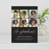 Photo Graduation Faire-part Faux Rose Gold (Debout devant)