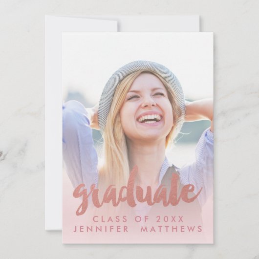 Photo Graduation Faire-part Faux Rose Gold (Devant)