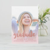 Photo Graduation Faire-part Faux Rose Gold (Debout devant)