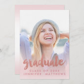 Photo Graduation Faire-part Faux Rose Gold (Devant / Derrière)