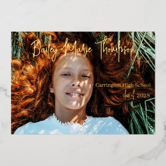 Photo Graduation Faire-part Real Foil Invitation (Recto)