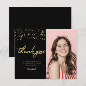 Photo Graduation Gold Black Budget Carte de remerc (Devant / Derrière)