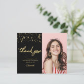 Photo Graduation Gold Black Budget Carte de remerc (Debout devant)