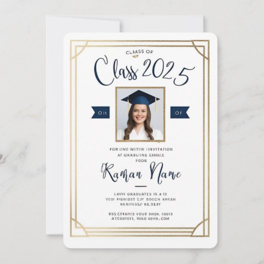 Photo Graduation Invitation - Classe de 2025 Elega (Devant)