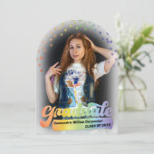 Photo Graduation Invitation Retro Pride Rainbow (Debout devant)