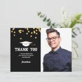 Photo Graduation Merci Black Gold Confetti (Debout devant)