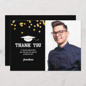 Photo Graduation Merci Black Gold Confetti (Devant / Derrière)