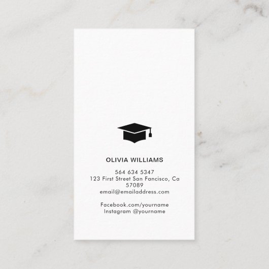 Photo Graduation Moderne Simple Script Carte d'app (Dos)