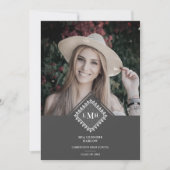 Photo Graduation Party Chic Initial Lace Romantic Kaart (Voorkant)