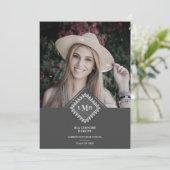 Photo Graduation Party Chic Initial Lace Romantic Kaart (Staand voorkant)