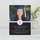 Photo Graduation Party Invitation Black Purple (Debout devant)