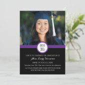 Photo Graduation Party Invitation Black Purple (Debout devant)