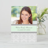 Photo Graduation Party Invitation Card Mint Grey (Debout devant)