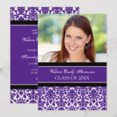 Photo Graduation Party Invitation Card Plum (Devant / Derrière)