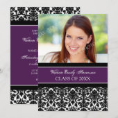 Photo Graduation Party Invitation Card Purple (Devant / Derrière)