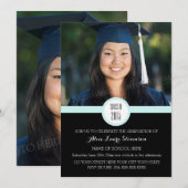 Photo Graduation Party Invitation Ciel noir bleu (Devant / Derrière)