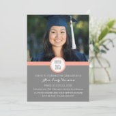 Photo Graduation Party Invitation Corail gris (Debout devant)