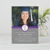Photo Graduation Party Invitation Grey Purple (Debout devant)