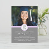 Photo Graduation Party Invitation Grey Purple (Debout devant)
