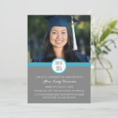 Photo Graduation Party Invitation Gris Bleu (Debout devant)