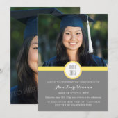 Photo Graduation Party Invitation Gris Jaune (Devant / Derrière)