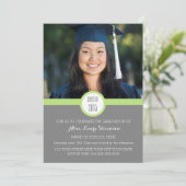 Photo Graduation Party Invitation Gris Lime Vert (Debout devant)