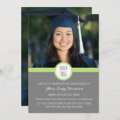 Photo Graduation Party Invitation Gris Lime Vert (Devant / Derrière)