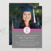 Photo Graduation Party Invitation Gris rose (Devant / Derrière)