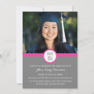 Photo Graduation Party Invitation Gris rose