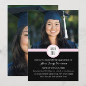 Photo Graduation Party Invitation Rose noir (Devant / Derrière)