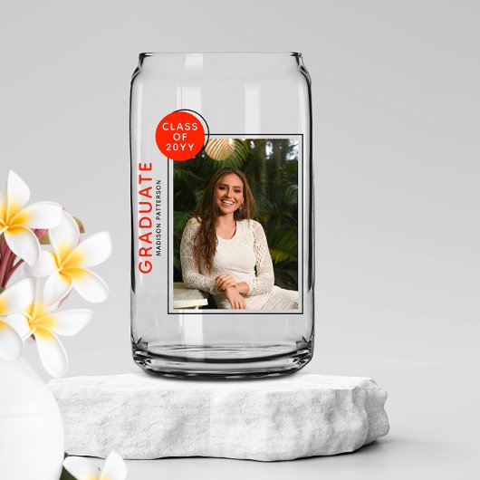 Photo Graduation Party Modern Script Rouge Noir