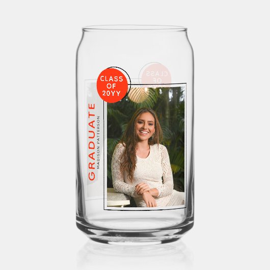 Photo Graduation Party Modern Script Rouge Noir (Recto)