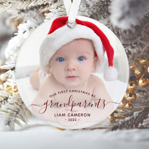 Photo Grands-parents Premier Noël Écriture Rouge