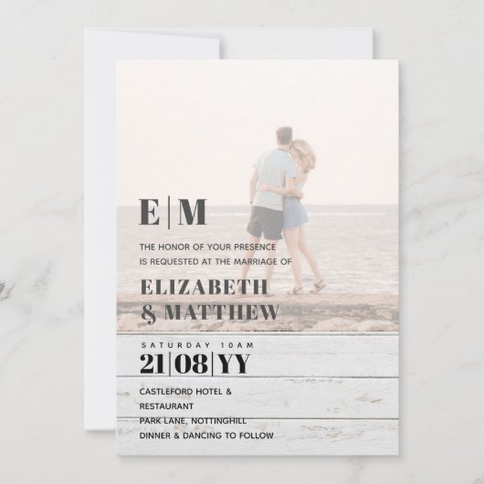 PHOTO GRAVE classique OVERLAY Mariage Invitation (Devant)