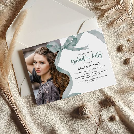 Photo Green Bow tendance Invitation de graduation